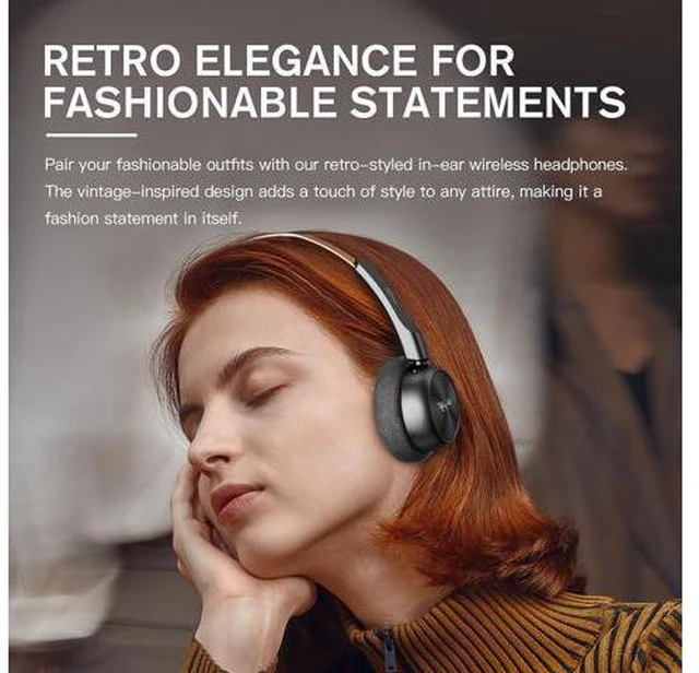 Alt view image 2 of 7 - R1 Retro Classic Wireless Bluetooth Headphones, Lightweight Headset, Builti-in Mic, 60H Playback, Multi-Device Connection,Comfortable Fit, App Customization,Throwback 80s 90s,OOTD