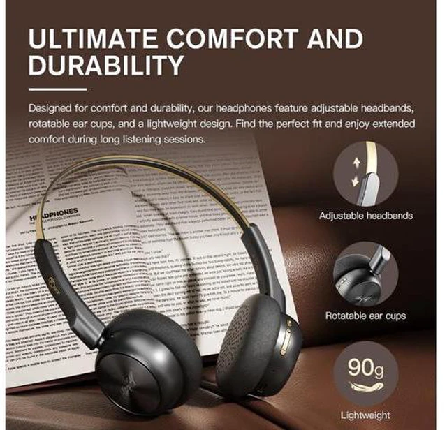 Alt view image 7 of 7 - R1 Retro Classic Wireless Bluetooth Headphones, Lightweight Headset, Builti-in Mic, 60H Playback, Multi-Device Connection,Comfortable Fit, App Customization,Throwback 80s 90s,OOTD