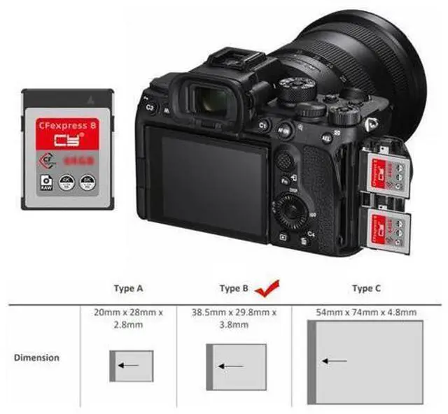 Alt view image 2 of 7 - CFexpress Type-B 256GB Memory Card CFE CFB Adapter Compatible with XS Camera 8K RAW PCIe Expansion