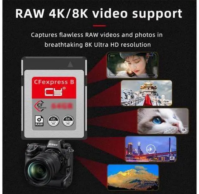 Alt view image 4 of 7 - CFexpress Type-B 256GB Memory Card CFE CFB Adapter Compatible with XS Camera 8K RAW PCIe Expansion