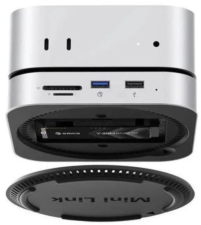 Main image of MiniLink Mac mini M4 Hub with SATA SSD Enclosure, 5Gbps(480MB/s) USB 3.0 Port, SD 3.0/TF 3.0 Card Readers, 3.5mm Headphone Jack and Microphone Jack (M410P)