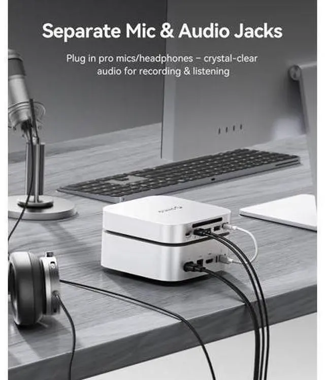 Alt view image 6 of 7 - MiniLink Mac mini M4 Hub with SATA SSD Enclosure, 5Gbps(480MB/s) USB 3.0 Port, SD 3.0/TF 3.0 Card Readers, 3.5mm Headphone Jack and Microphone Jack (M410P)