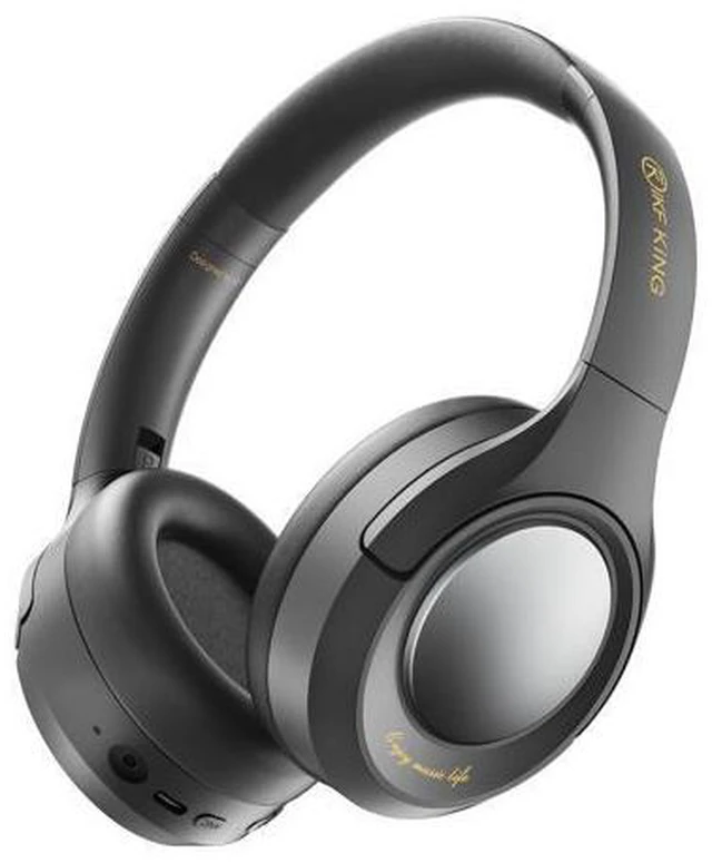 Main image of King Wireless Bluetooth Headphones with Active Noise Cancellation (ANC), Hi-Res Audio, USB-C Wired Foldable Headset,100H Playback, Built-in Mic, Comfortable Fit (Black)