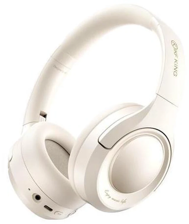 Main image of King Wireless Bluetooth Headphones with Active Noise Cancellation (ANC), Hi-Res Audio, USB-C Wired Foldable Headset,100H Playback, Built-in Mic, Comfortable Fit (Offwhite)