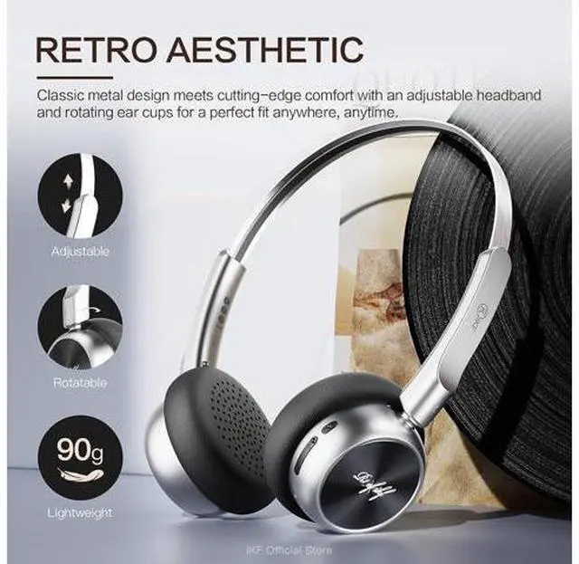 Alt view image 2 of 7 - R1 Wireless Bluetooth Headphones, Retro Classic Lightweight Headset, Builti-in Mic, 60H Playback, Dual Device Connectivity, Low Latency, App Customization,Throwback 80s 90s,OOTD, Black
