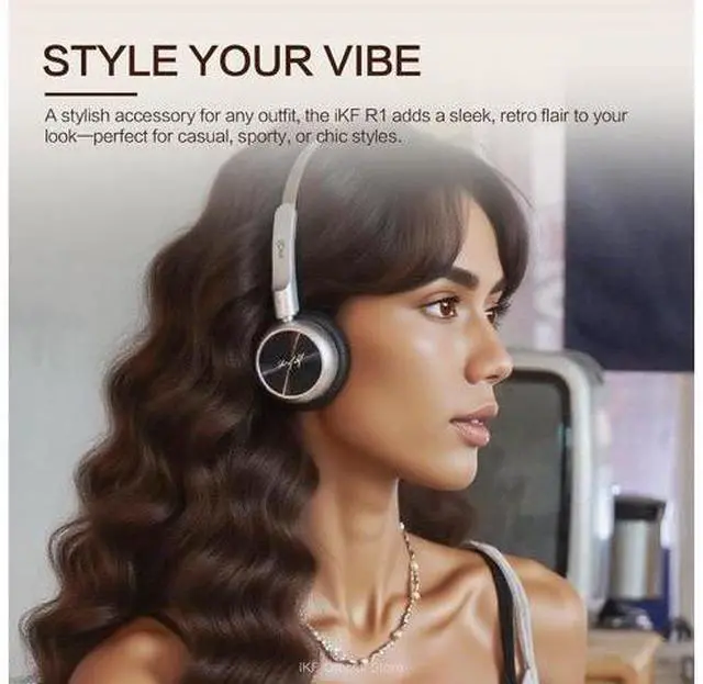 Alt view image 7 of 7 - R1 Wireless Bluetooth Headphones, Retro Classic Lightweight Headset, Builti-in Mic, 60H Playback, Dual Device Connectivity, Low Latency, App Customization,Throwback 80s 90s,OOTD, Black