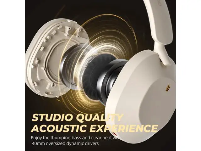 Alt view image 3 of 7 - Solo Wireless Headphones Bluetooth 5.4 Active Noise Cancelling 140h Playback time 35ms Low Latency Support Wired Wireless Hi-Res Audio for iOS/Android/PC/PS5/Switch/Xbox (YunYan-White)