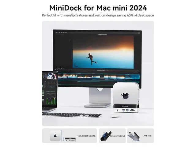 Alt view image 2 of 7 - MiniDock Mac mini M4 Dock and Stand Compatible M.2 SSD Up tp 8TB, 2xUSB A 10Gbps, SD/TF Card Slots, 3.5mm Audio, for Mac mini M4 and M4 Pro 2024(VSE)
