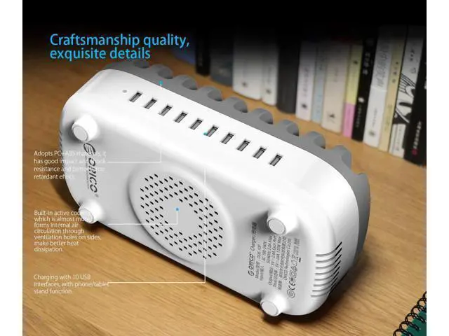Alt view image 7 of 7 - USB Charging Station, 120W Charging Docking Organizer for Multiple Devices, 10-Ports USB Charging Station Compatible with iPad, iPhone, Tablet, Kindle and Cell Phones (Cables not Included)