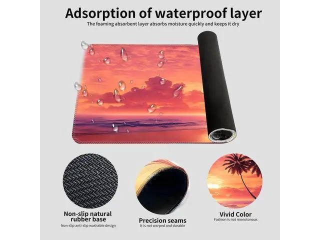Alt view image 5 of 5 - ALTEKO Large Gaming Mouse Pad, Computer Mouse Mat, Funny Desk Pad Protector Decoration, Big Cute Desk Pad, Non-Slip Base 31.5 x 11.8 in Cute Sunset