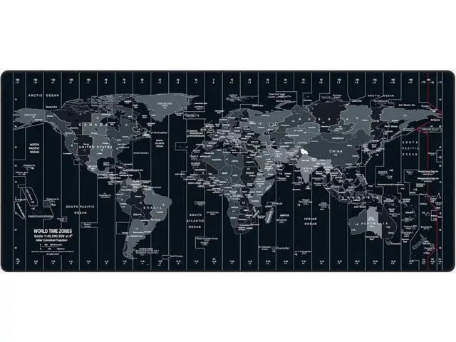 Alt view image 2 of 7 - Large Mouse Pad 35.4x15.7 Inch World Map - XXL Gaming Desk Mat with Non-Slip Rubber Base Stitched Edges | Keyboard and Mouse Pad for Gaming/Office | Portable Desk Pad