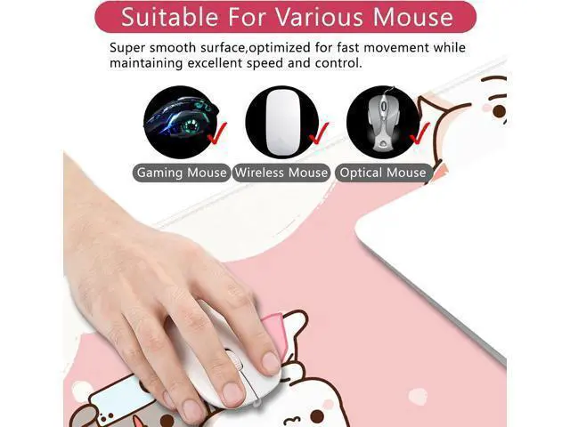 Alt view image 2 of 6 - Pink Large Gaming Mouse Pad Cat Desk Pad XXL Cute Mouse Mat 35x15.7x0.12 inch Desk Accessories Kawaii Desk Mat (Pink Cat -2)