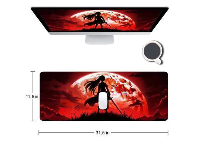 Alt view image 2 of 5 - Large Gaming Mouse pad,Red Moon Blood Night (5) Anti Slip Rubber Base Mouse pad, Suitable for Computer, Laptop, Office Desk Accessories