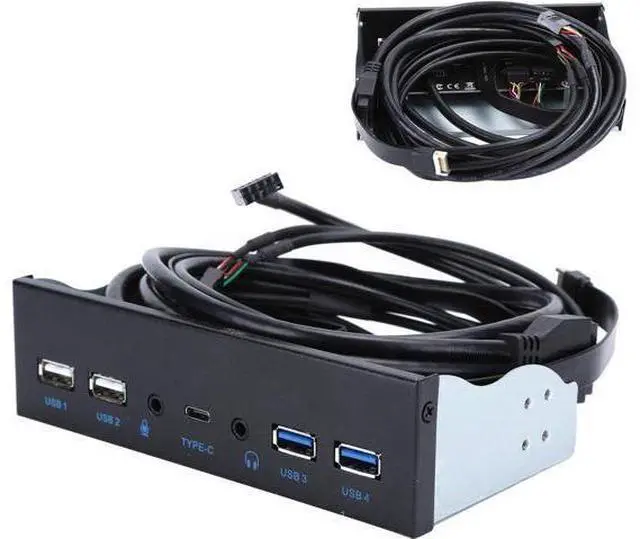 Main image of Extra USB Front Panel, USB Hub with 2-Port USB 3.0/2-Port USB 2.0/Audio Output Microphone Input USB C Port, Optical Drive 5.25-inch Panel Computer Expansion Board for Desktop