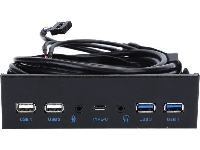 Alt view image 3 of 7 - Extra USB Front Panel, USB Hub with 2-Port USB 3.0/2-Port USB 2.0/Audio Output Microphone Input USB C Port, Optical Drive 5.25-inch Panel Computer Expansion Board for Desktop