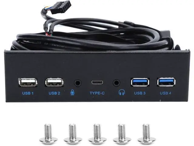 Alt view image 2 of 7 - Extra USB Front Panel, USB Hub with 2-Port USB 3.0/2-Port USB 2.0/Audio Output Microphone Input USB C Port, Optical Drive 5.25-inch Panel Computer Expansion Board for Desktop