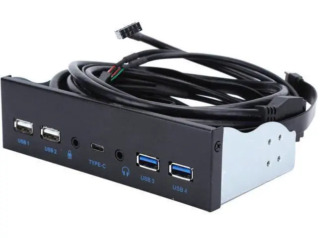 Alt view image 4 of 7 - Extra USB Front Panel, USB Hub with 2-Port USB 3.0/2-Port USB 2.0/Audio Output Microphone Input USB C Port, Optical Drive 5.25-inch Panel Computer Expansion Board for Desktop