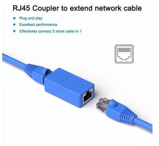 Alt view image 2 of 5 - Dingsun RJ45 Coupler, Ethernet Extender Female to Female Ethernet Coupler for Cat7/ Cat6/ Cat5/ Cat5e(30Pack, Blue)