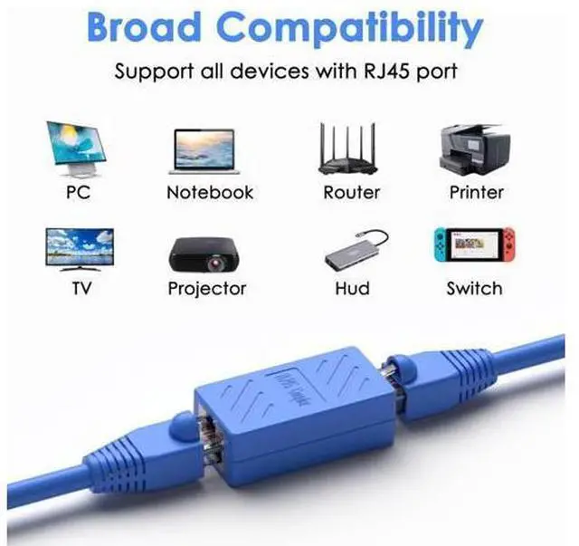 Alt view image 5 of 5 - Dingsun RJ45 Coupler, Ethernet Extender Female to Female Ethernet Coupler for Cat7/ Cat6/ Cat5/ Cat5e(30Pack, Blue)