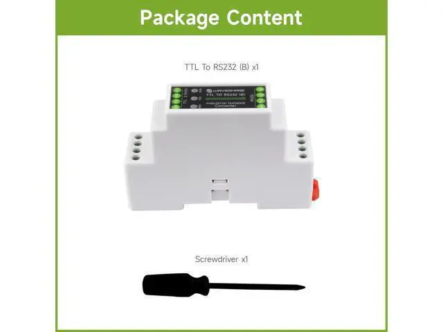 Alt view image 2 of 5 - Rail-Mount TTL to RS232 Galvanic Isolated Converter, Full-Duplex Communication, Lightningproof & Anti-Surge, Multi-Isolation Protection, TTL Serial Converter
