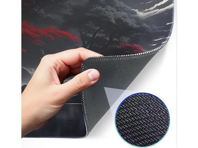Alt view image 4 of 7 - Japanese Dark Red Moon Gaming Mouse Pad Extended Mouse Pad with Non-Slip Base Full Keyboard Pad with Stitched Edges Large Desk Pad for Gaming Office Home 31.5 x 11.8 Inch