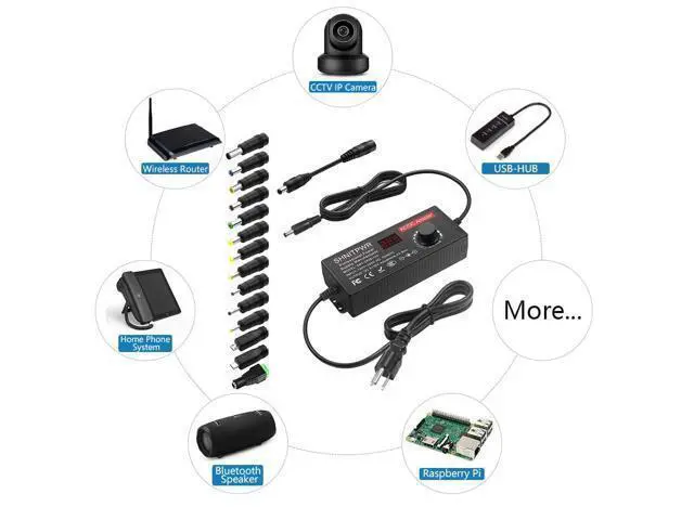 Alt view image 6 of 7 - 144W Universal Power Supply Adjustable DC 36V 30V 24V 20V 19V 14V 12V 9V AC/DC Adapter 100V~240V AC to DC Variable Power Converter 9V ~ 36V 4A 144W Power Adapter with 14 Tips 5.5x2.5mm
