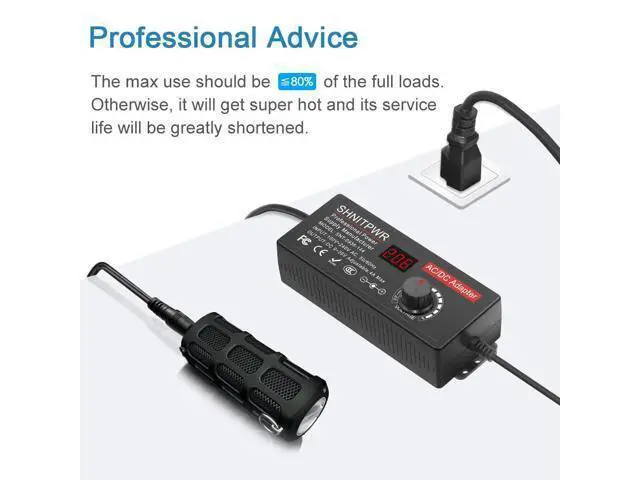 Alt view image 7 of 7 - 144W Universal Power Supply Adjustable DC 36V 30V 24V 20V 19V 14V 12V 9V AC/DC Adapter 100V~240V AC to DC Variable Power Converter 9V ~ 36V 4A 144W Power Adapter with 14 Tips 5.5x2.5mm