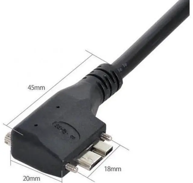 Alt view image 7 of 7 - Dual Screws 90 Degree Right Angled Micro USB Mount to USB3.0 Data Cable for Industrial Camera 16.4Feet