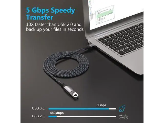 Alt view image 4 of 7 - USB Extension Cable 20ft- USB3.0 Extension Cable Durable Braided Design Type A Male to Female USB Extender for Printer Keyboard Mouse Flash Drive
