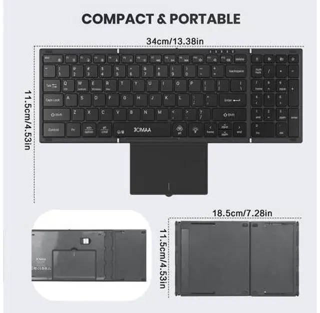 Main image of Portable Foldable Bluetooth Mini Keyboard Built-in Touchpad & Numeric Keypad, Business Travel Compact Wireless Keyboard