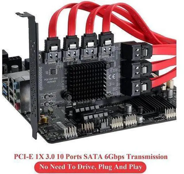 Main image of Mining Riser PCIE SATA PCI-E Adapter PCIE to SATA Controller Multiplier 10 Ports SATA 3.0 6Gbps to PCI Express X1 Expansion Card