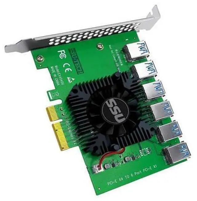 Main image of PCI Express X4 20Gb 1 to 6 Riser Card PCI-E to PCI-E Adapter PCIE Slot 4X to 16X USB 3.0 Riser Extender For Bitcoin Miner Mining