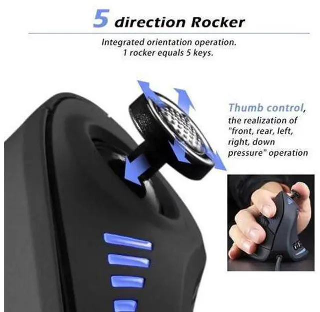 Main image of C-18 Ergonomic Wired Gaming Mouse with Joystick 5 Adjustable DPI Levels, RGB Lighting, Customizable Macro Buttons, for PC/Laptop - black