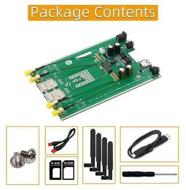 Main image of M.2 NGFF 3G/4G/5G Module B Key to USB3.0 Network Adapter Riser Board Dual SIM Card Slot DC / TYPE-C Auxiliary Power w/ 4 Antenna