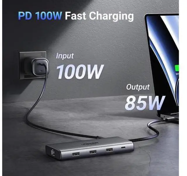 Main image of UGREEN Docking Station 10 in 1 Revodok Pro 210 USB C Dock Dual HDMI 4K@60Hz Single 8K@30Hz 100W PD 5Gbps USB C and USB A Data Ports Gigabit Ethernet, SD/TF Card Reader USB Hub Compatible for HP, Dell