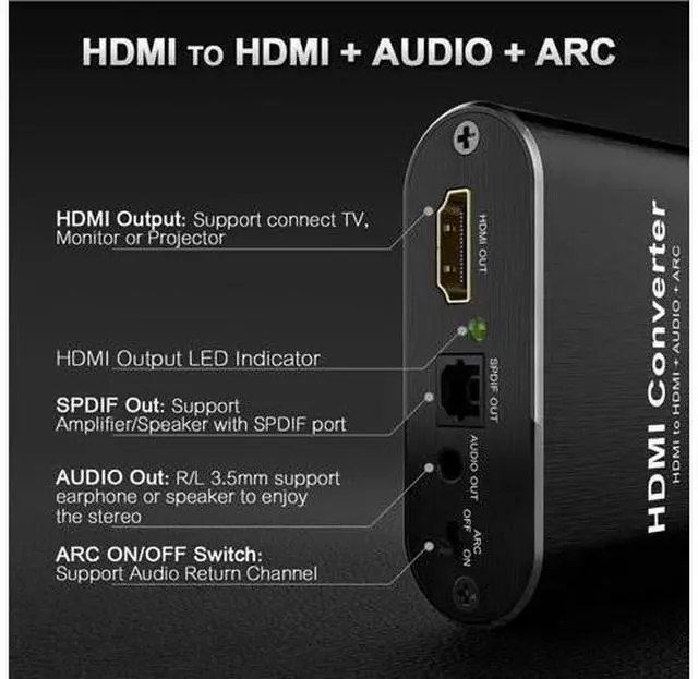 Main image of 4K HDMI Audio Extractor 5.1 CH HDMI 2.0 Audio Extractor with ARC Splitter HDMI to Toslink Audio Converter for PS5 Xbox Series X