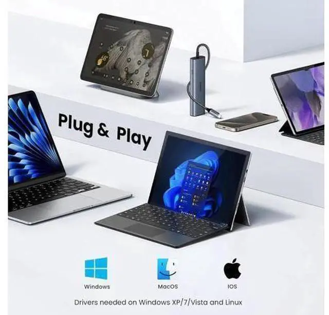 Main image of UGREEN 6-in-1 USB C to Gigabit Ethernet Hub Dongle, USB C Multiport Adapter with 10Gbps USB-C 3.2 ×2, USB-A 3.2/2.0, RJ45 LAN, Dedicated Power Port, Compatible with MacBook, Dell XPS, USB C Laptops