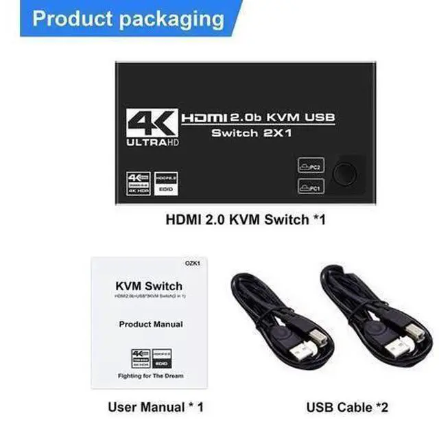 Main image of HDMI 2.1 KVM Switch 4k 120Hz with USB Dual port USB 8K HDMI KVM Switch HDMI 2.1 Hub Switcher 4K 60Hz HDMI Switch KVM USB(check remarks)(4K 60Hz)