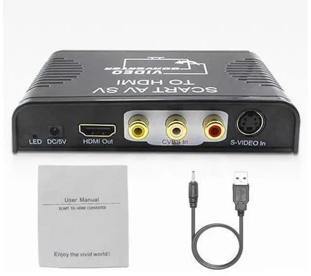 Main image of S-video composite AV Scart to HDMI converter Switch box 3-in-1 Scart+S-video+composite AV RCA to HDMI converter