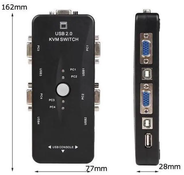 Main image of 4 Port VGA KVM Switcher 4x1 VGA USB VGA Switch 4 in 1 out support Printer Mouse Keyboard Share 1920*1440 VGA Switch Box Adapter(only 1 KVM)