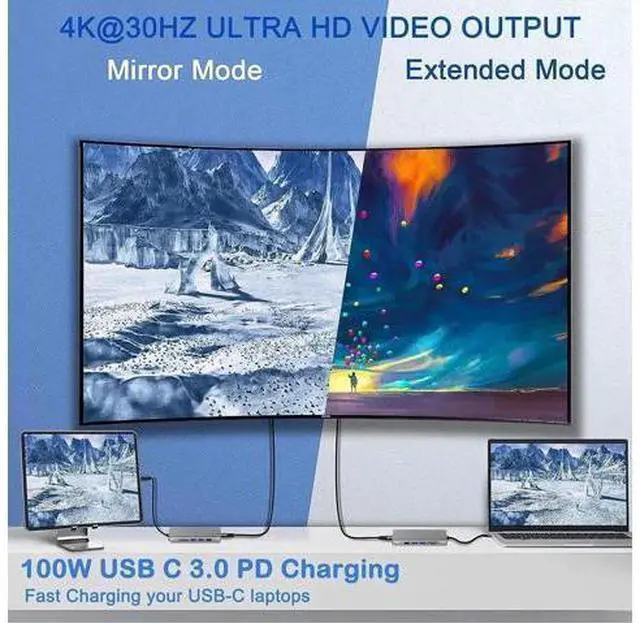 Main image of 8-in-1 USB C Hub Integrated M.2 NVMe & 2.5" SATA SSD Enclosure, Multiport Adapter with 4K HDMI, 10Gbps USB3.1, USB2.0, SD/TF Card Reader, 100W PD Charging for USB-C Laptops