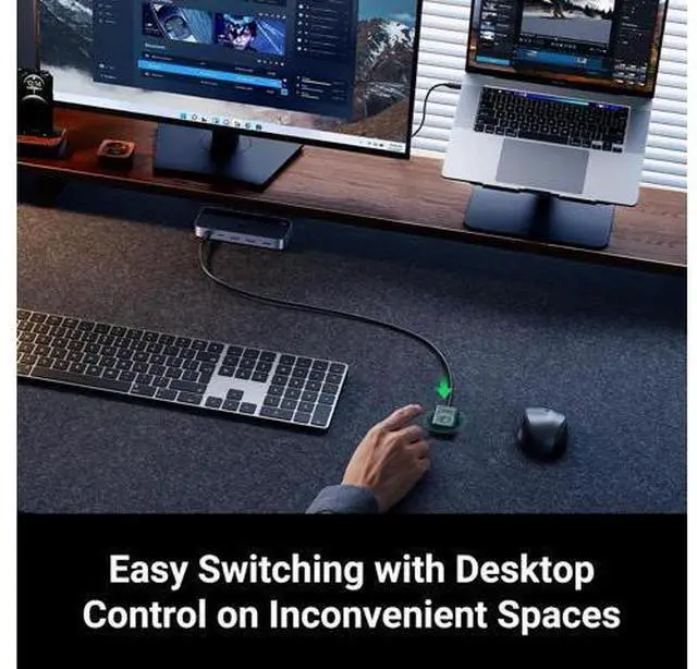 Main image of UGREEN USB Switch A & C Input for Computers - Share 4 Ports, Switcher Selector for PC, Laptop, Keyboard, Mouse, Webcam, Microphone - Adapter With 2 USB-C Data Cables and Remote