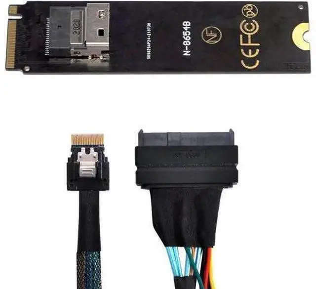 Main image of M-Key NGFF M.2 NVMe to SFF-8654 to SFF-8639 U.2 SSD Cable, Slimline SAS Mainboard PCIe SSD Adapter Cord for Server Workstation U.2 NVMe Storage Expansion