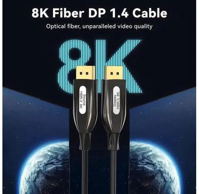 Main image of 8K DP 1.4 Fiber Optic Cable 33Feet/10m, 8K Displayport 1.4 Cable, Heavy Duty Cord, Oxygen-Free Copper, 32.4Gbps Ultra High Speed, 8K@60Hz, 4K@144Hz, 2K@240Hz, Support HBR3, DSC 1.2, HDR10