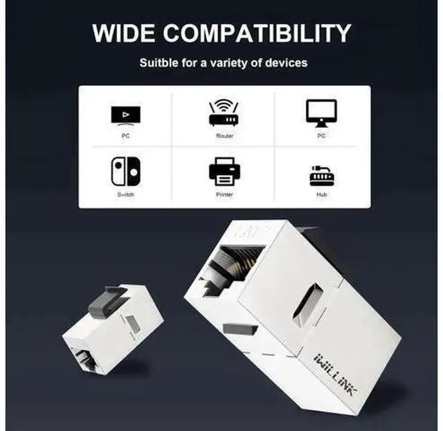Main image of 25 Pack Shielded Cat7 RJ45 Keystone Coupler Insert, 10Gbps STP Female to Female Ethernet Keystone Jack Extender Adapter, Compatible with Cat5e/Cat6/Cat6A/Cat7 Network Cables for Wall Plate Patch Panel
