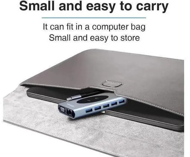 Main image of USB C Docking Station with Dual HDMI, 11-in-1 Multiport Dock VGA/5×USB3.0/Gigabit Ethernet/PD Charging/SD TF Card Reader/Audio Jack/Wireless Charger for HP Dell Laptops