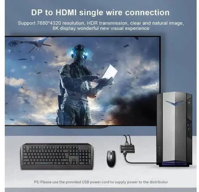 Main image of DP 1.4 MST Hybrid Splitter Hub, DP Input to DP+HDMI Mixed Output Multi Screen Adapter, 4K@120Hz HDMI Output, Only for Windows PCs with MST-Supported Graphics Cards