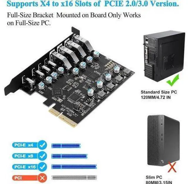Main image of Pcie USB Card Pcie USB 3.2 Gen 2, 8 Port Pcie Expansion Card USB 3.2 10Gbps High Speed Transmission Stable Power USB 3.2 Front Expansion Card- (4X USB C - 4X USB A)