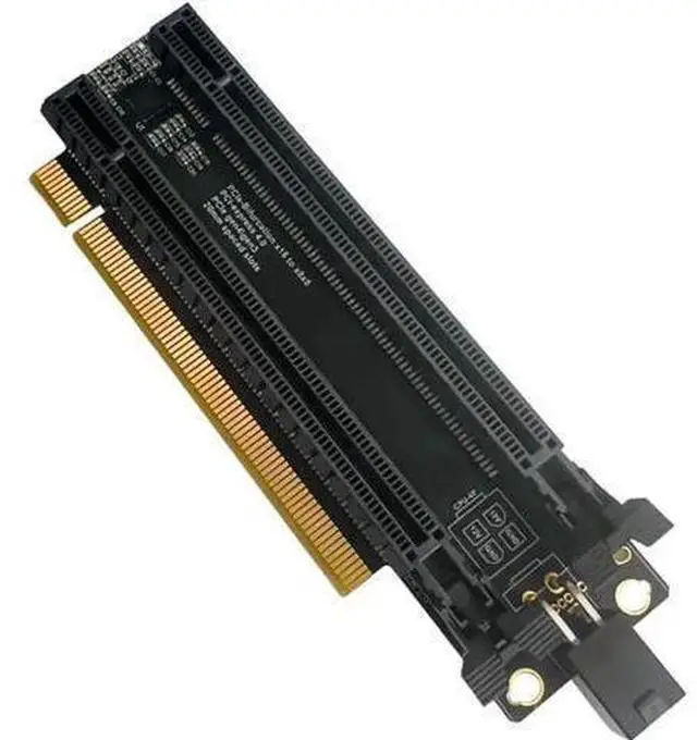Main image of PCIe 4.0 x16 1-to-2 Bifurcation Expansion Card, PCIe x16 Split into Dual x8 Slots, 20mm Slot Spacing, CPU 4-Pin Auxiliary Power Port with Matching 4Pin Power Cable
