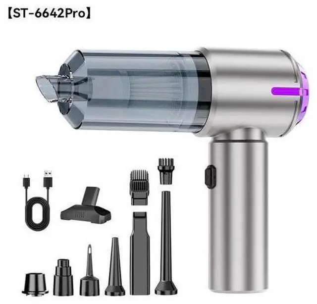Main image of ST-6642Pro Wireless Handheld Car Vacuum Cleaner 12000Pa Brushless Portable Mini Air Duster Type-C Rechargeable Strong Suction Vacuum for Car & Home Black